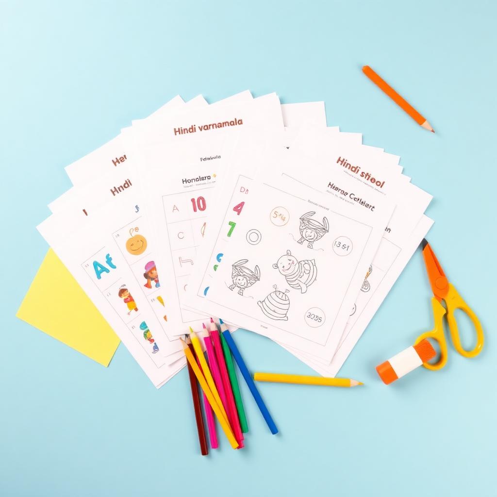 Stack of printable kids worksheets